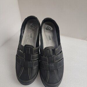 Clarks Cloudsteppers Sillian Stork Slip On Shoes Fisherman Sandals Women's sz 9M